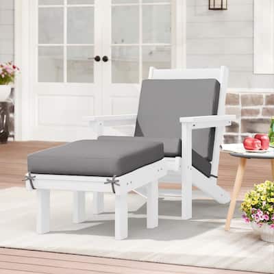 Outdoor Patio HDPE Chair Set with a Movable Ottoman & Removable Cushions