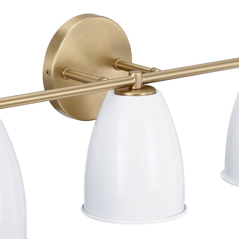 Biba 24 in. 3-Light Brushed Gold Modern Vanity Light with Ice Mist Metal Shades