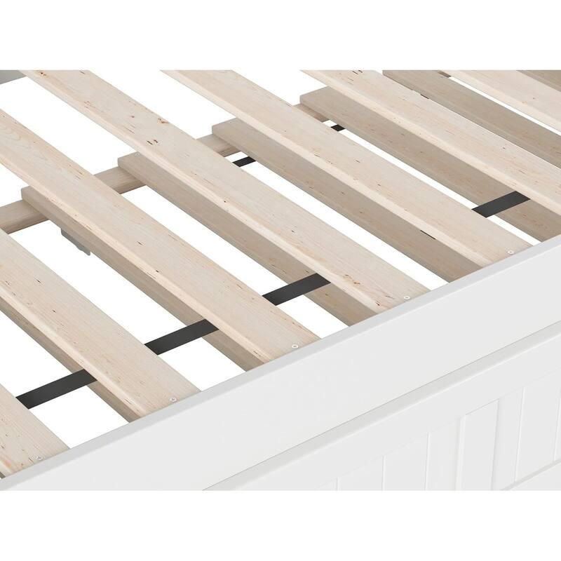 Twin Daybed with Trundle - Mid-Century Wood Daybed - White Finish -