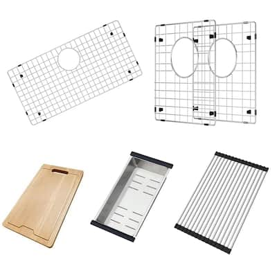 CB HOME Sink Protector for Kitchen Sink, Cutting Board, Colander, Roll up Dish Drying Rack, Workstation Kitchen Sink Accessories