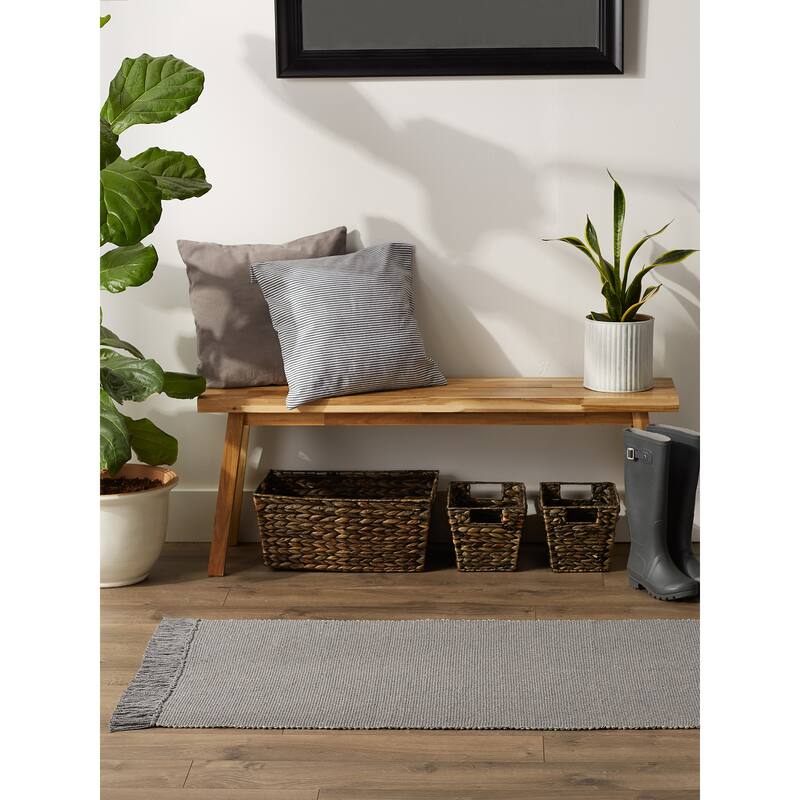 DII Gray and Off White 2-Tone Ribbed Rug 2x3 Ft - 24.0 In. L X 36.0 In. W X 0.2 In. H