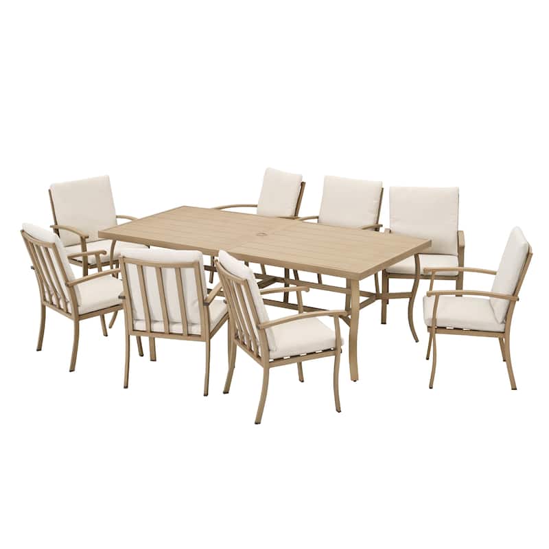 EGEIROS LIFE AluLux 9-Piece Aluminum Patio Dining Set with Washable Cushions