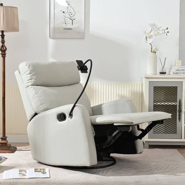 Modern Small Rocking Swivel Recliner Chair Light Gray