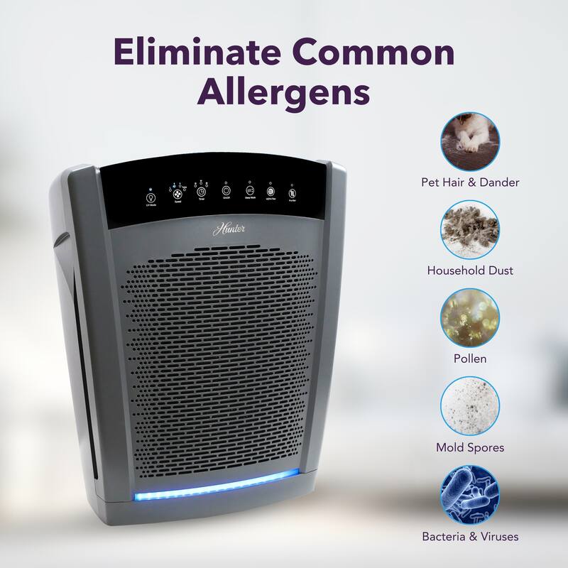 Hunter HP850UV Large Multi-Room Air Purifier with UVC Germicidal Light