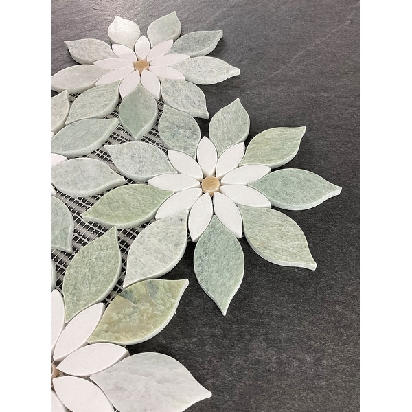 Flower Pattern Waterjet Marble Mosaic Wall Tiles - Case (7 Sheets