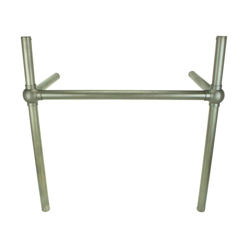 White Console Bathroom Sink 35.5" W Wall Mounted with Black Bistro Legs and Faucet Holes Renovators Supply