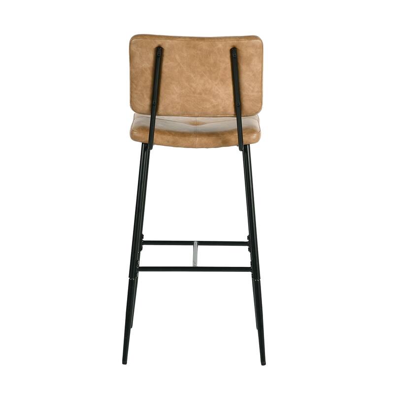 Homy Casa Set of 2 Faux Leather Counter Stools/Bar stools with Black Metal Legs and Low Backrest - N/A