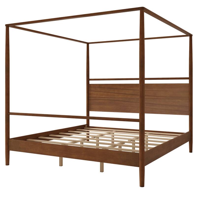 Wood Canopy Bed Frame Four Posters Bed, No Box Spring Needed