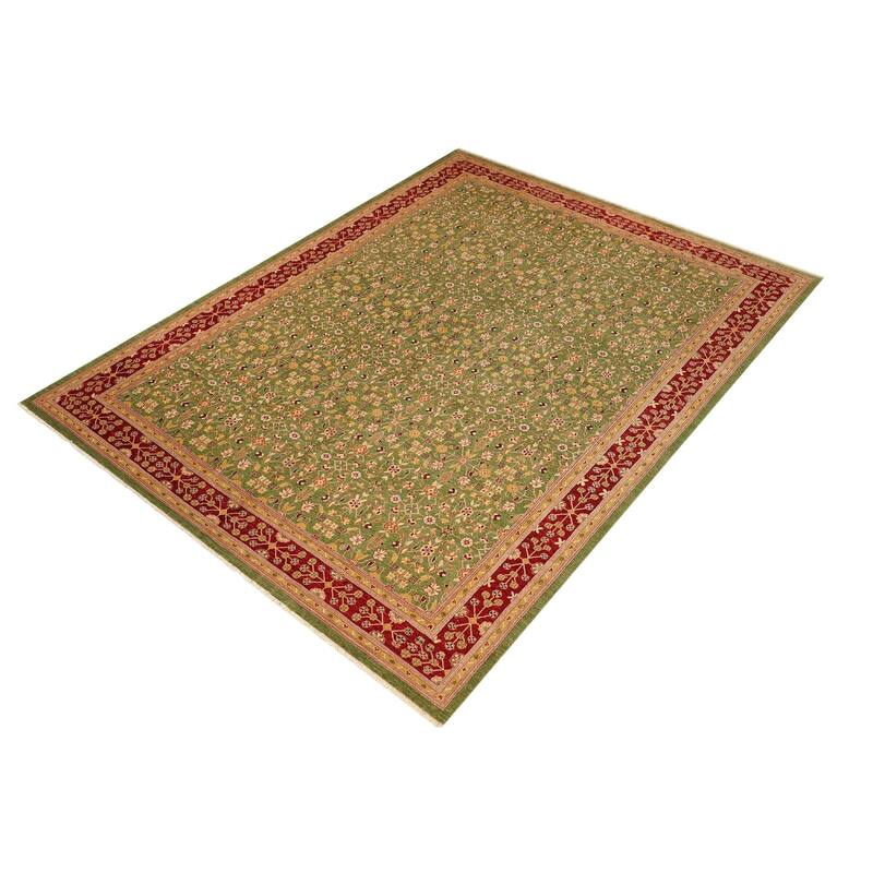 Boho Chic Ziegler Enedina Green Red Hand-Knotted Wool Rug - 11'10'' x 17'10''