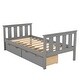preview thumbnail 11 of 15, Twin Size Solid Wood Platform Bed Frame with Storage Drawers With Storage Drawers,Footboard and Headboard