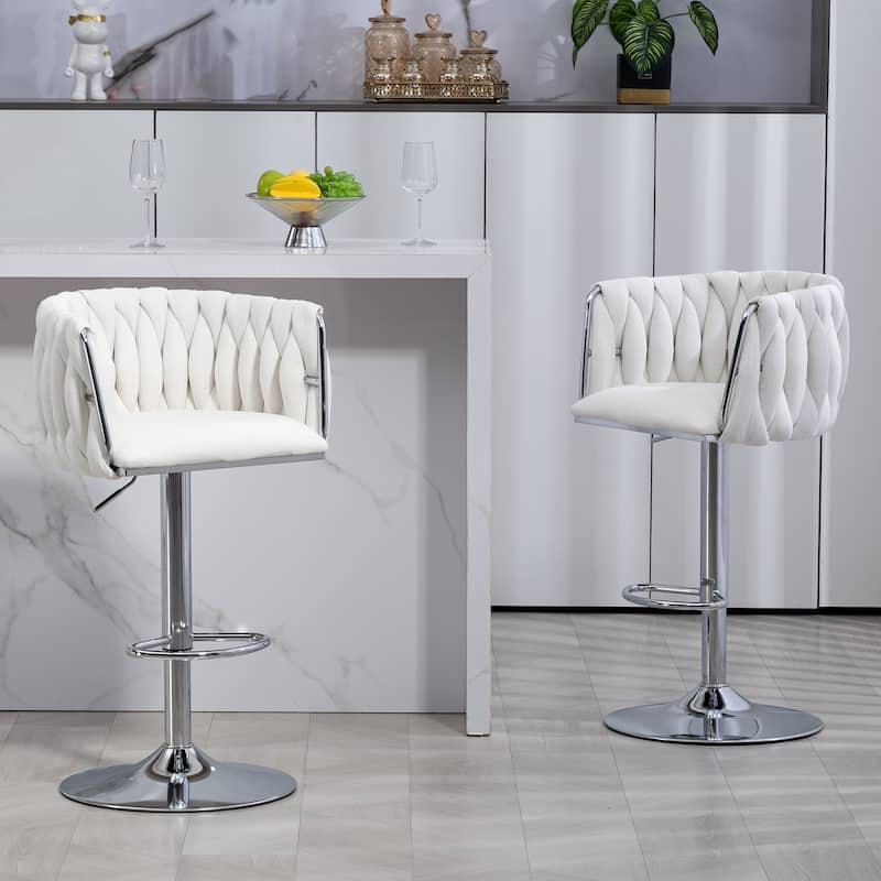 26'' Counter Height Bar Stools Velvet Kitchen Island Counter Bar Stool With Hand- Wave Back