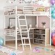 preview thumbnail 1 of 11, Twin Size Metal Loft Bed with L-shaped Desk and Shelves, Sturdy Steel Frame, Space-Saving Design for Bedroom White