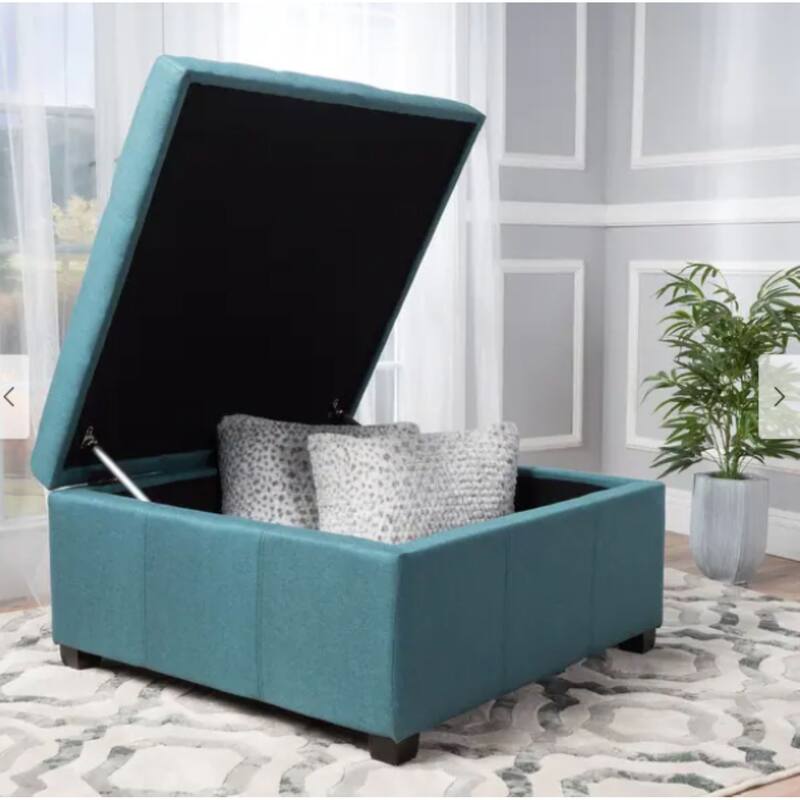 Tufted Square Storage Ottoman - Dark Teal Bold Decorative Accent