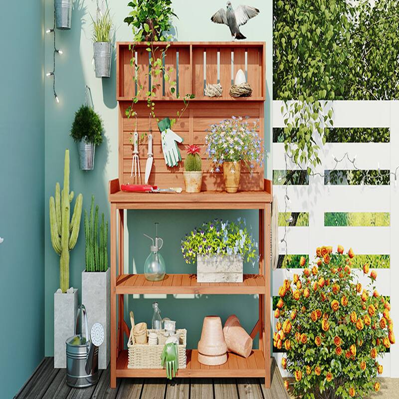 Rustic Outdoor Potting Bench Table