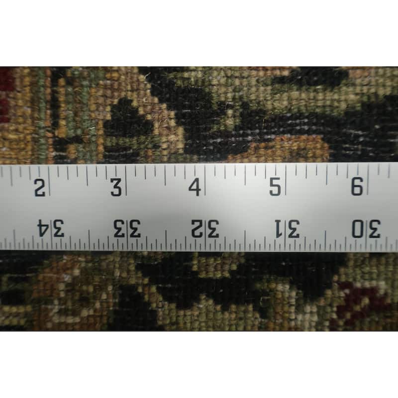 Hand Knotted Oriental 100% Wool Carpet Traditional Floral Black Agra Area Rug - 11' 11'' X 9' 2''