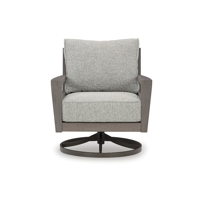 Signature Design by Ashley Hillside Barn Gray/Brown Outdoor Swivel Lounge with Cushion - 30.75" W x 34.75" D x 36.5" H
