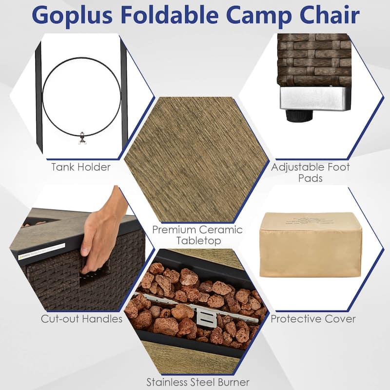 Costway 7 Pieces Outdoor Furniture Set with 32" Fire Pit Table and - See Details
