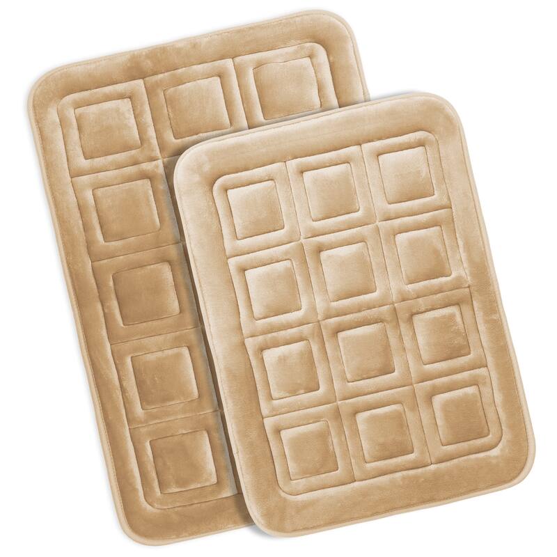 Clara Clark Ultra Soft Non Slip and Absorbent Bath Rug - Waffled Velvet Memory Foam Bath Mat