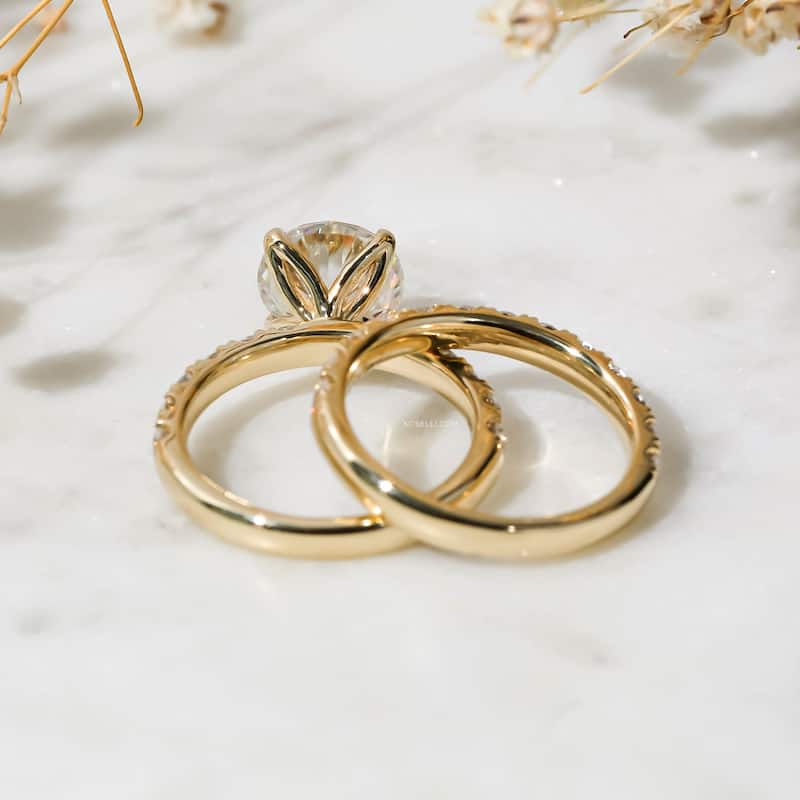 Kobelli 4.90 Carat Lab Grown Diamond Certified 14k Solid Gold Comfort Fit Half Eternity Florence 2pc Bridal Set (EF/VS)