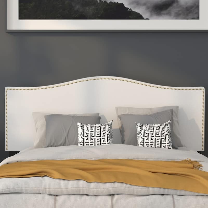 Arched Upholstered Headboard with Nailhead Trim