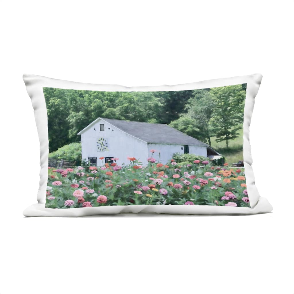 Stupell Countryside House in Garden Printed Outdoor Throw Pillow Design by Lori Deiter