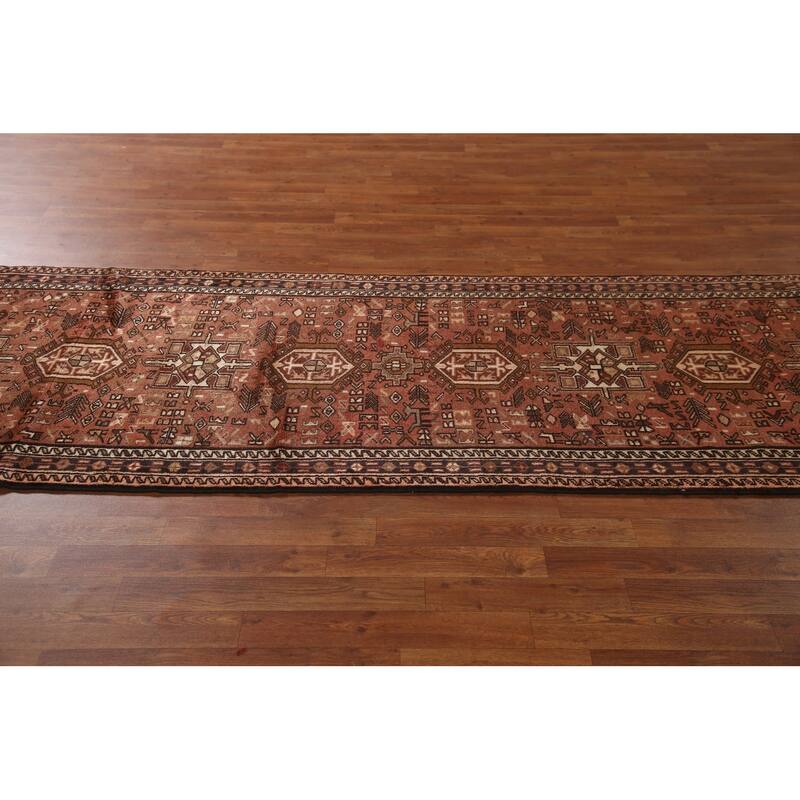 Tribal Gharajeh Persian Vintage Runner Rug Handmade Wool Carpet - 3'3"x 9'4"