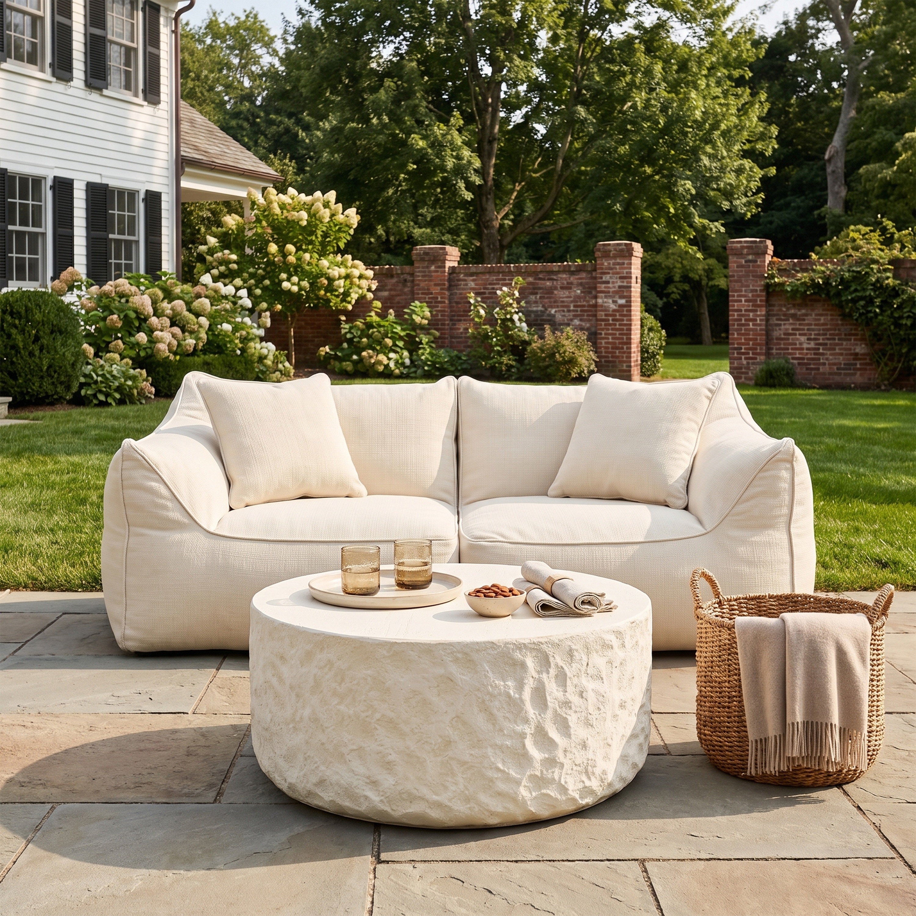 Christopher Knight Home - Evangeline Outdoor/Indoor Rustic Coffee Table with 31.5" Round Lightweight Concrete MGO Drum Design