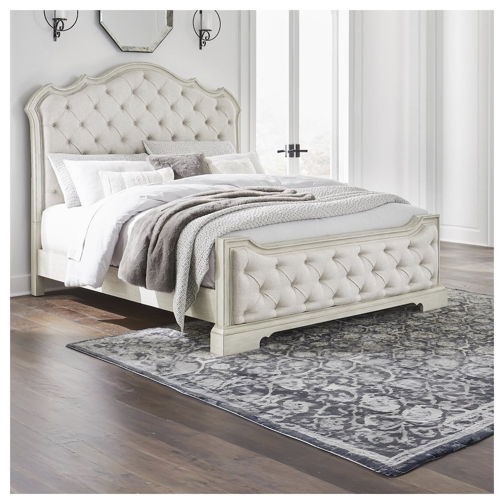 Signature Design by Ashley Arlendyne Antique White/Beige Upholstered Panel Bed