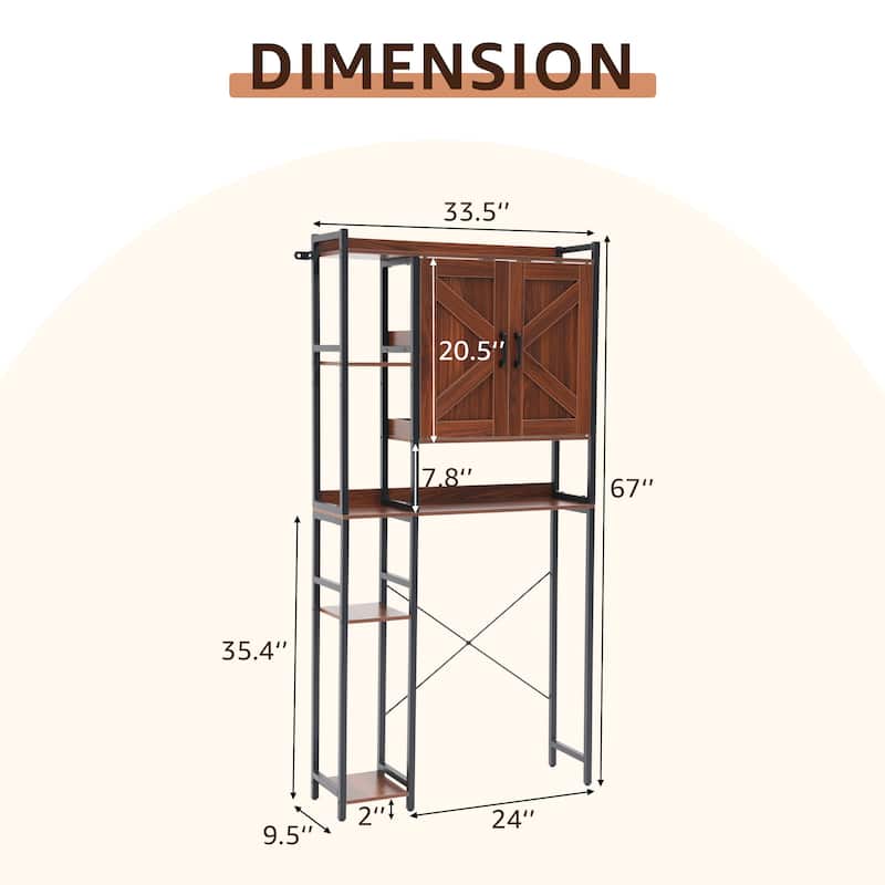 Over The Toilet Storage Cabinet Bathroom Organizer with Double Doors