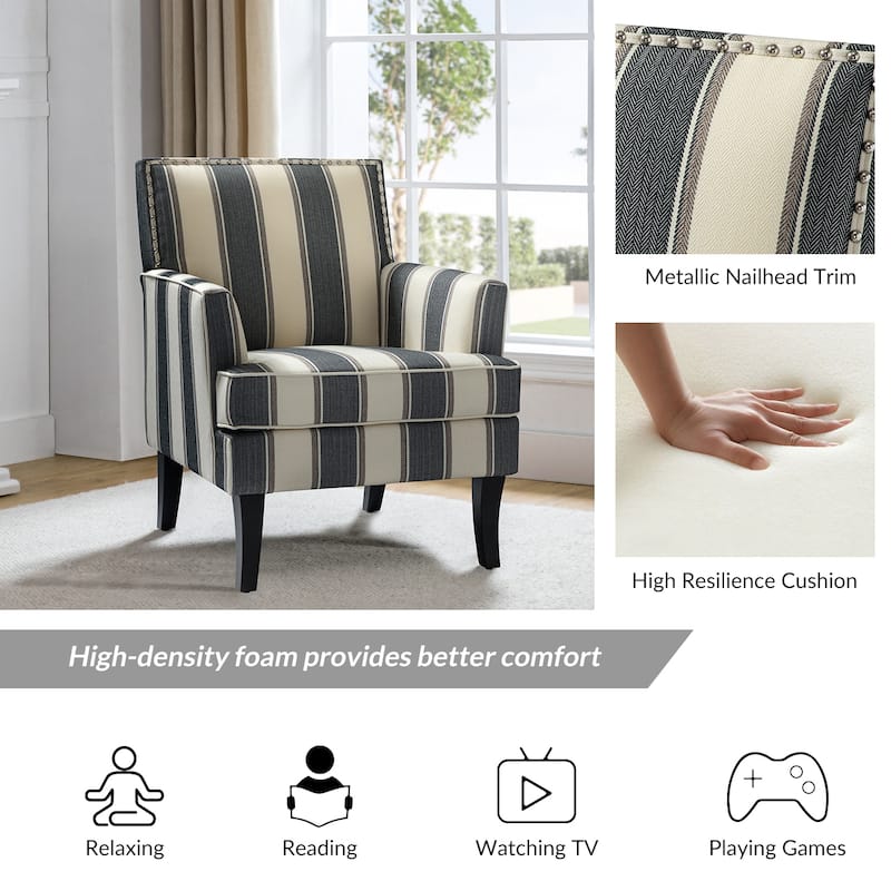 Akorda French Country Armchair with Nailhead Trim and Solid Wood Legs by HULALA HOME