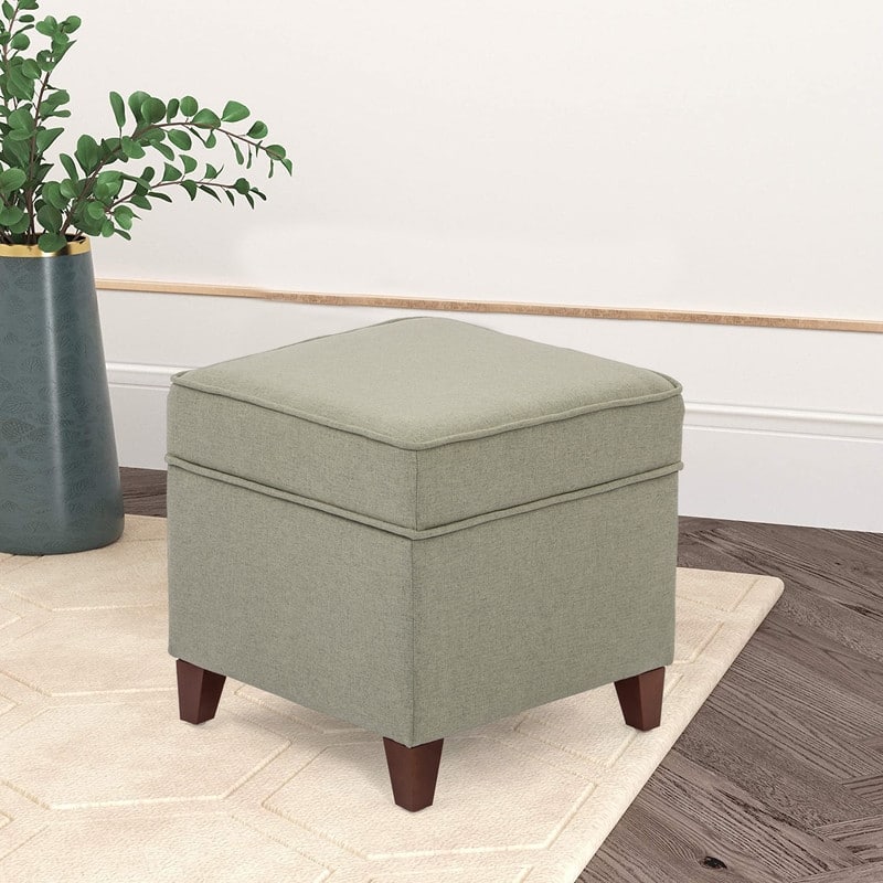 Adeco Ottoman Storage Chest Footrest - Square Seat (Light Grey)