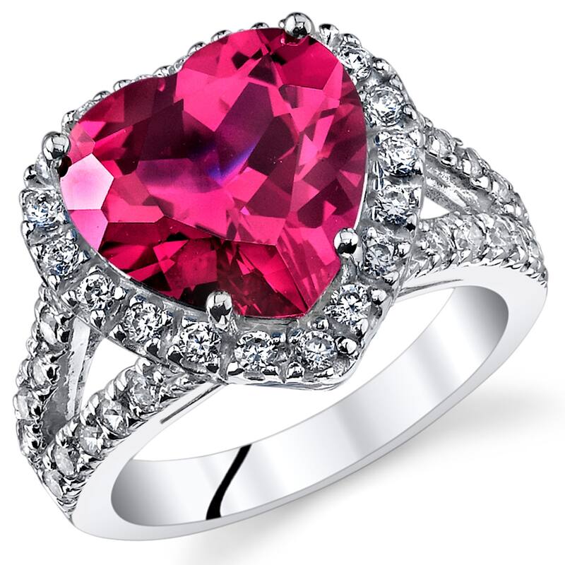 Sterling Silver 6.25 ct Created Ruby Birthstone Ring