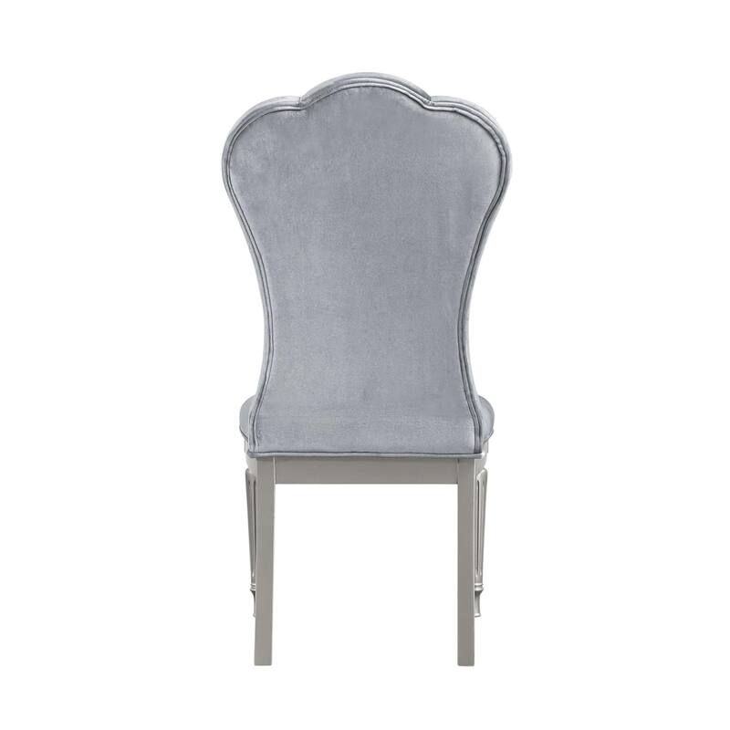 Set of 2 Upholstered Dining Chairs with Turned Fluted Legs
