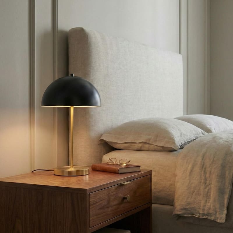 Nadia Black Dome Table Lamp with Gold Base