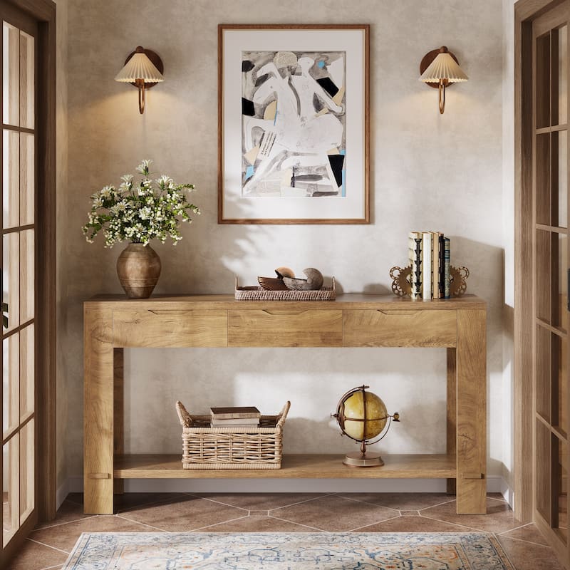 67-Inch Long Console Table with 3 Drawers