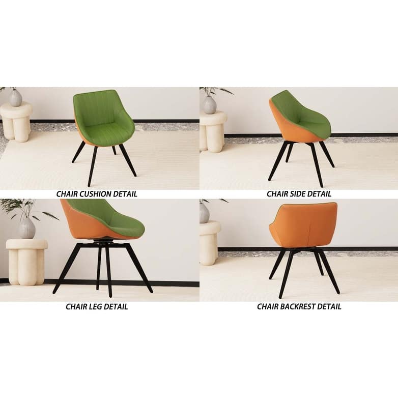 A set of 4 dining chairs, medieval modern kitchen dining chair, PU decorative chairs with black metal legs, suitable for