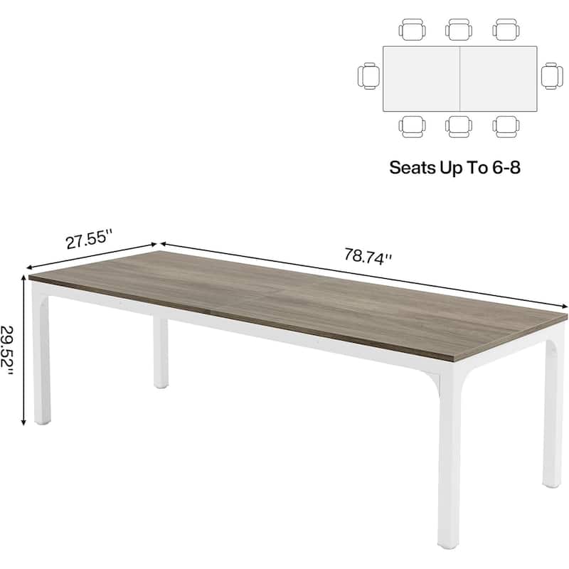 78.74" Large Rectangle Conference Table, Office Meeting/Seminar/Business Table Desk for Office Boardroom & Meeting Room