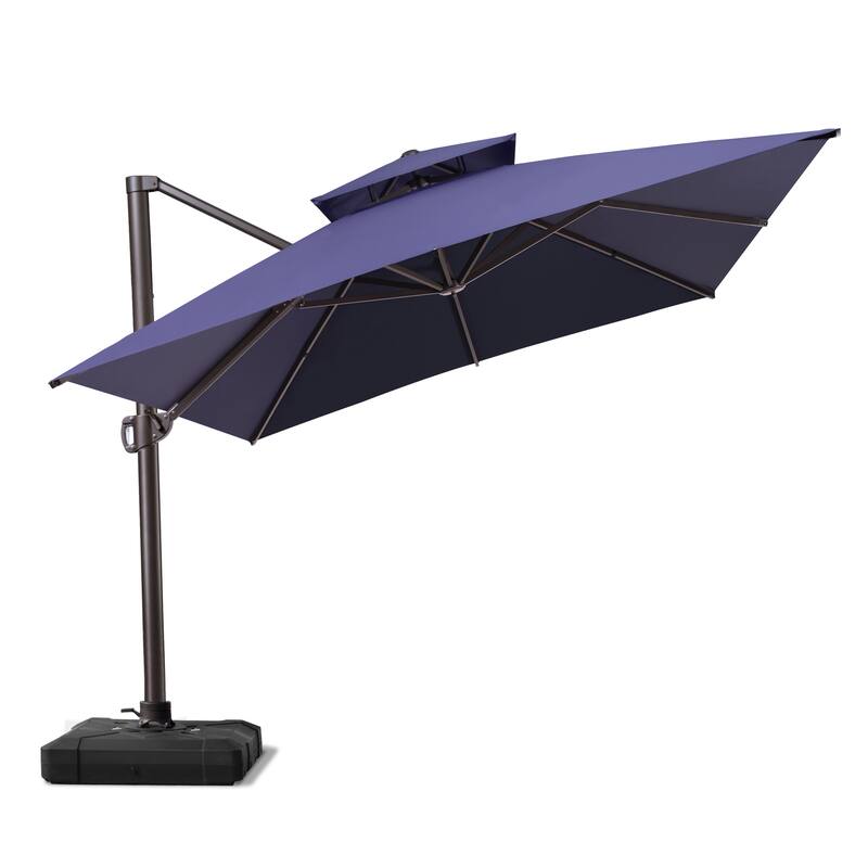 VredHom Outdoor Patio Offset Umbrella 360 Degree Rotation with Base