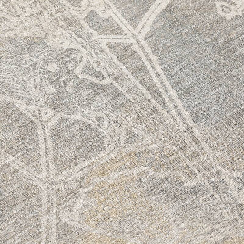 Machine Washable Indoor/ Outdoor Modern Floral Chantille Rug