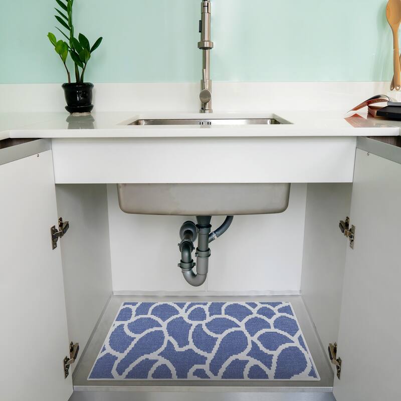 Under Sink Mat - Ultra-Absorbent Cotton Shelf Liners For Kitchen Cabinets - 2X3 feet - Navy