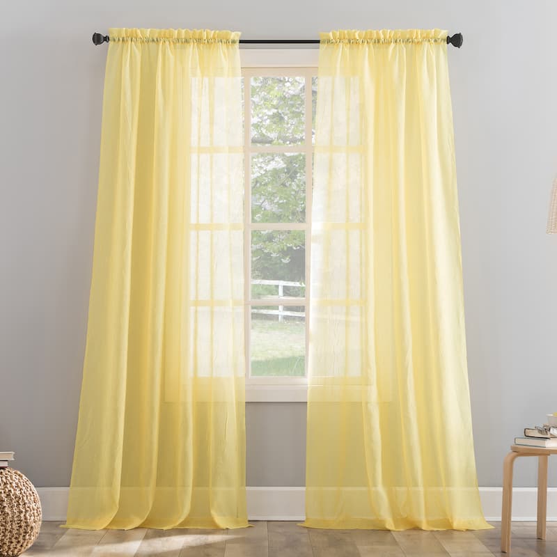 No. 918 Erica Crushed Voile Sheer Rod Pocket 1-Piece Curtain Panel, Single Panel - 51 x 84 - Yellow