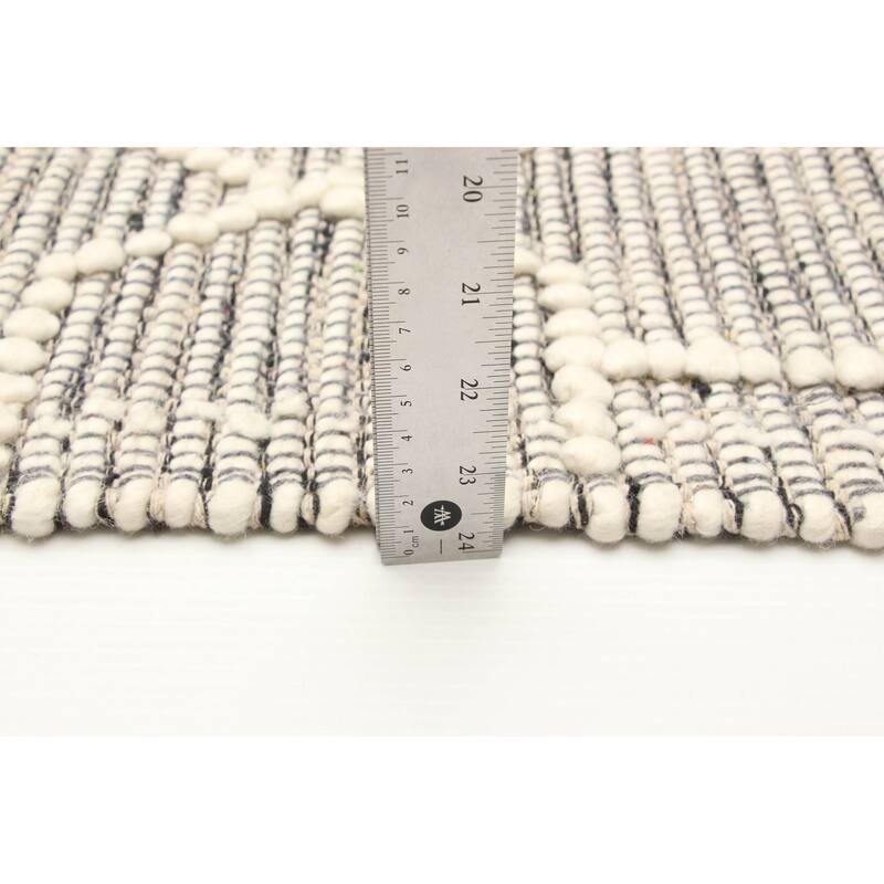 ECARPETGALLERY Braid weave Sienna Grey Wool Rug - 4'11 x 7'8