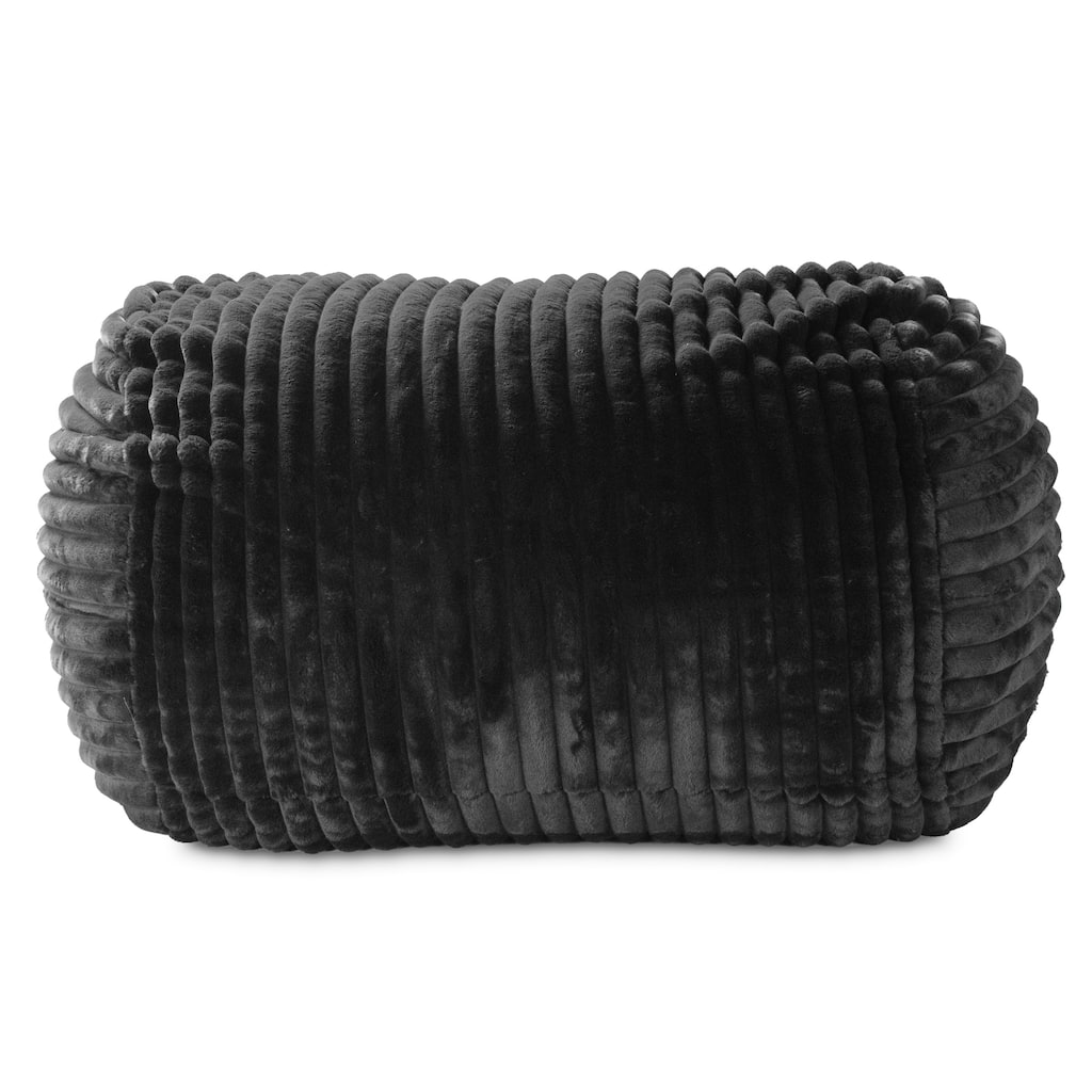 Faux Fur Ribbed Bean Bag Loveseat - 64" - Black
