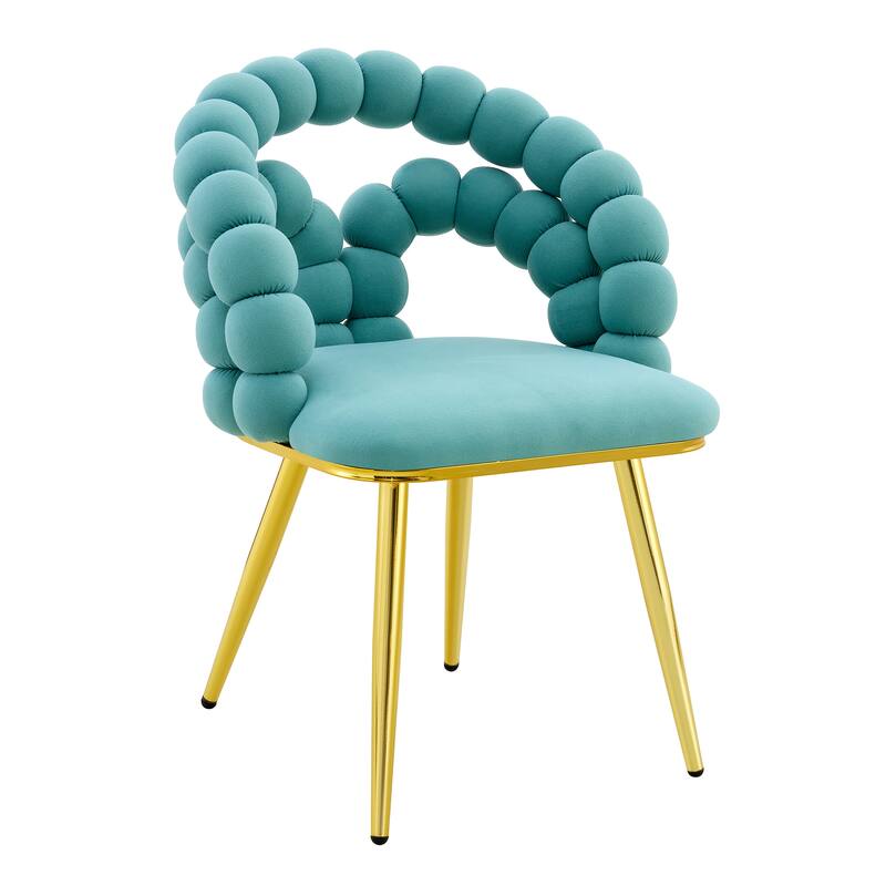 Elegant Side Chair Gold Teal Reception Chair Accent Chair Leisure Chair Meeting Room Chair Office Chair with Metal Legs