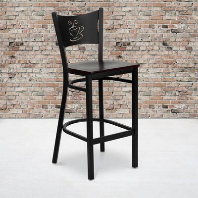 Coffee Back Metal Restaurant Barstool - 18.25"W x 19.5"D x 42.25"H