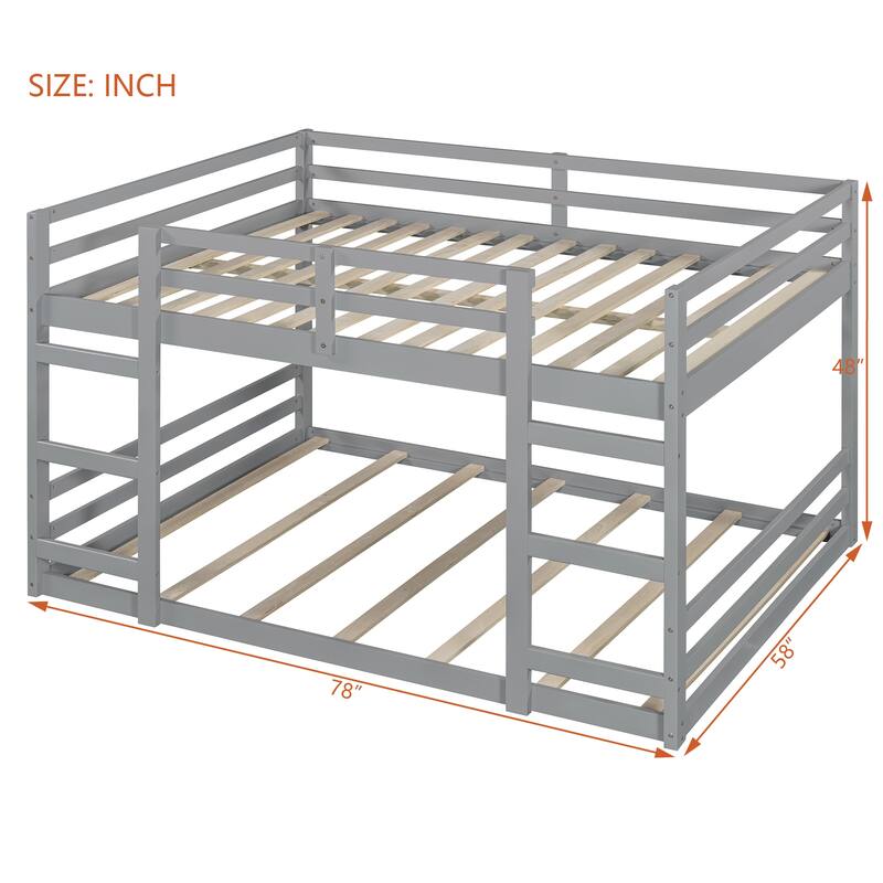 Full Bunk Bed with Ladder and Solid Wood Frame, 300lb Capacity, Space-Saving Design