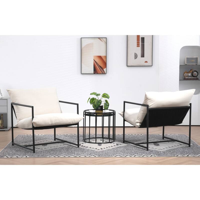 Modern Textured Velvet Sling Accent Chair
