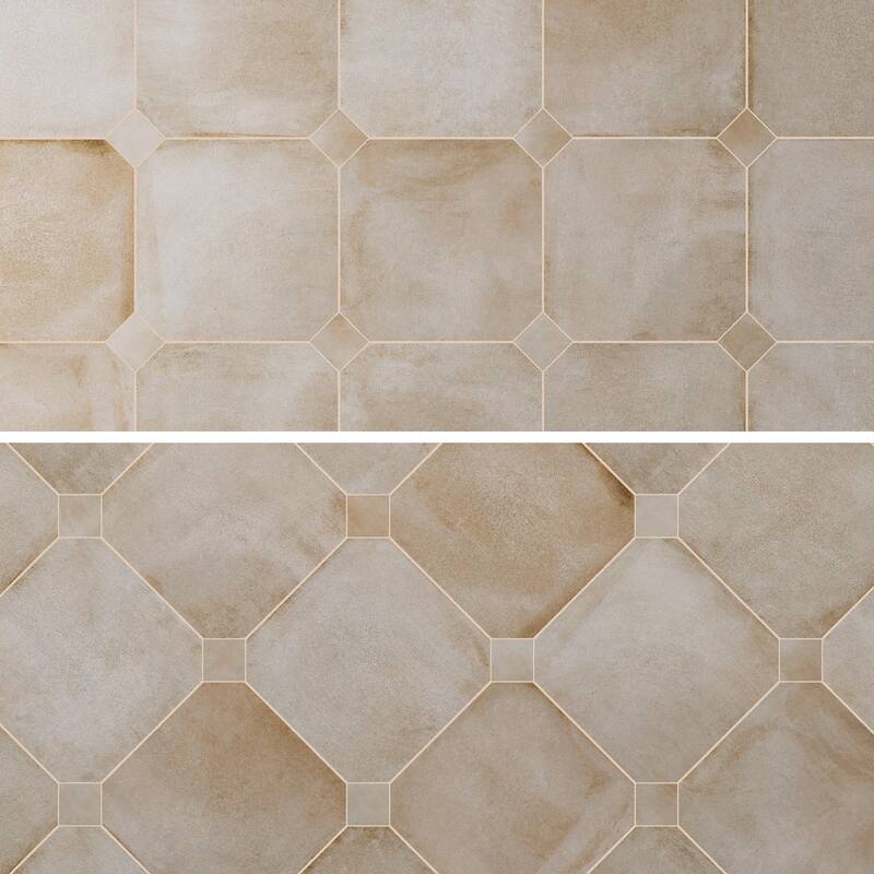 Merola Tile Laverton Octagon Arena with Taco Arena 7-7/8" x 7-7/8" Porcelain Floor and Wall Tile