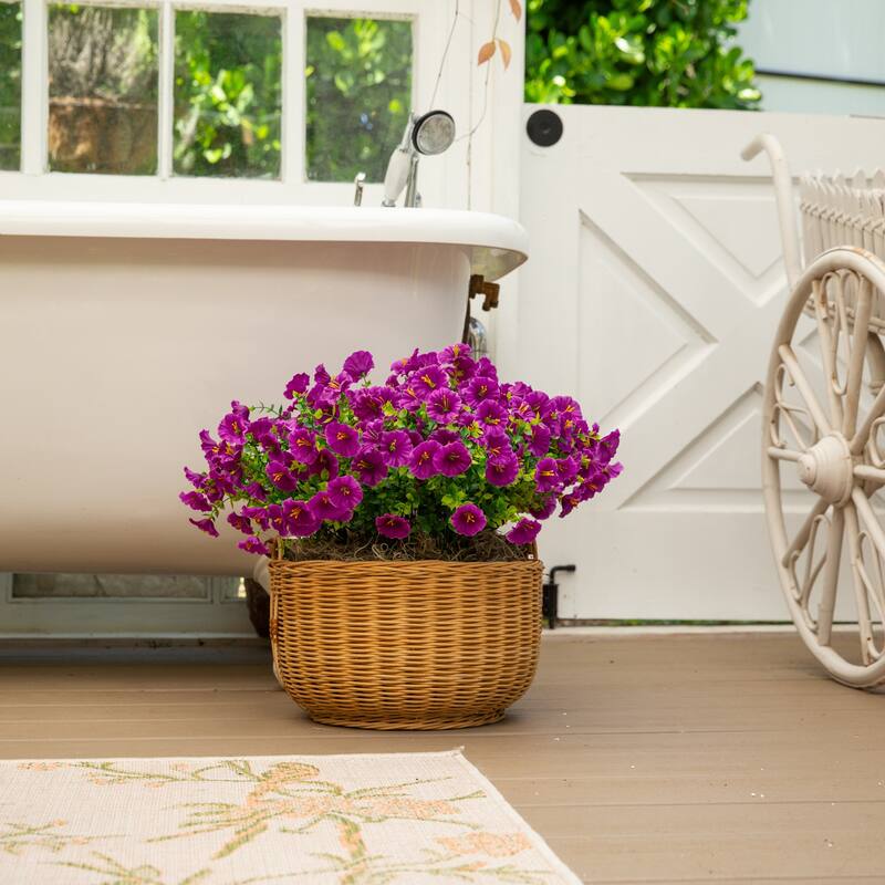 14-in UV Resistant Artificial Morning Glory Bush - Set of 12