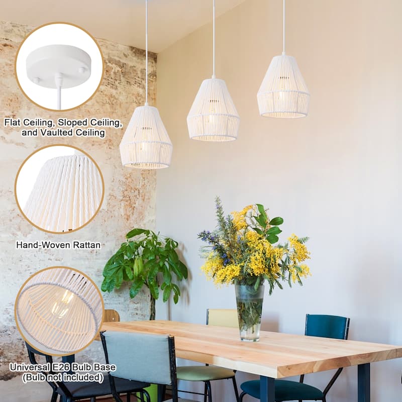 7.28-inch minimalist Bohemian-style single-light metal chandelier 3-piece set
